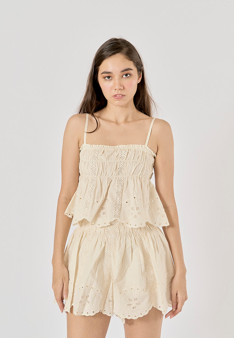 Capricorn Beige Embroidered Camisole Top