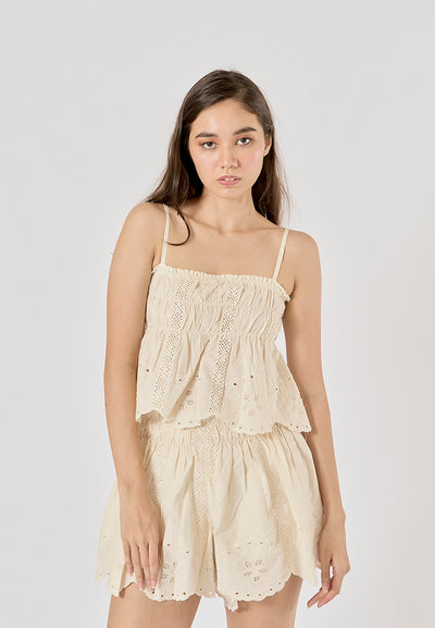 Capricorn Beige Embroidered Camisole Top