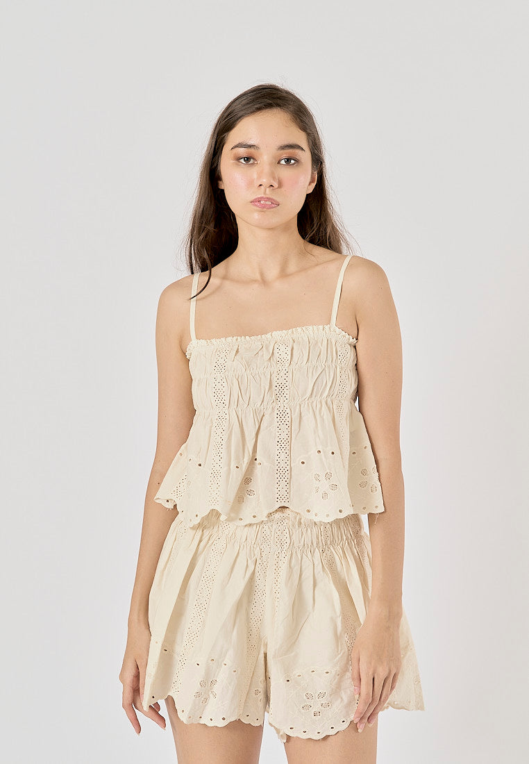 Capricorn Beige Embroidered Camisole Top