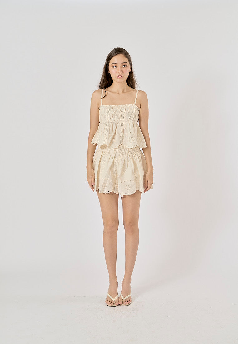 Capricorn Beige Embroidered Camisole Top