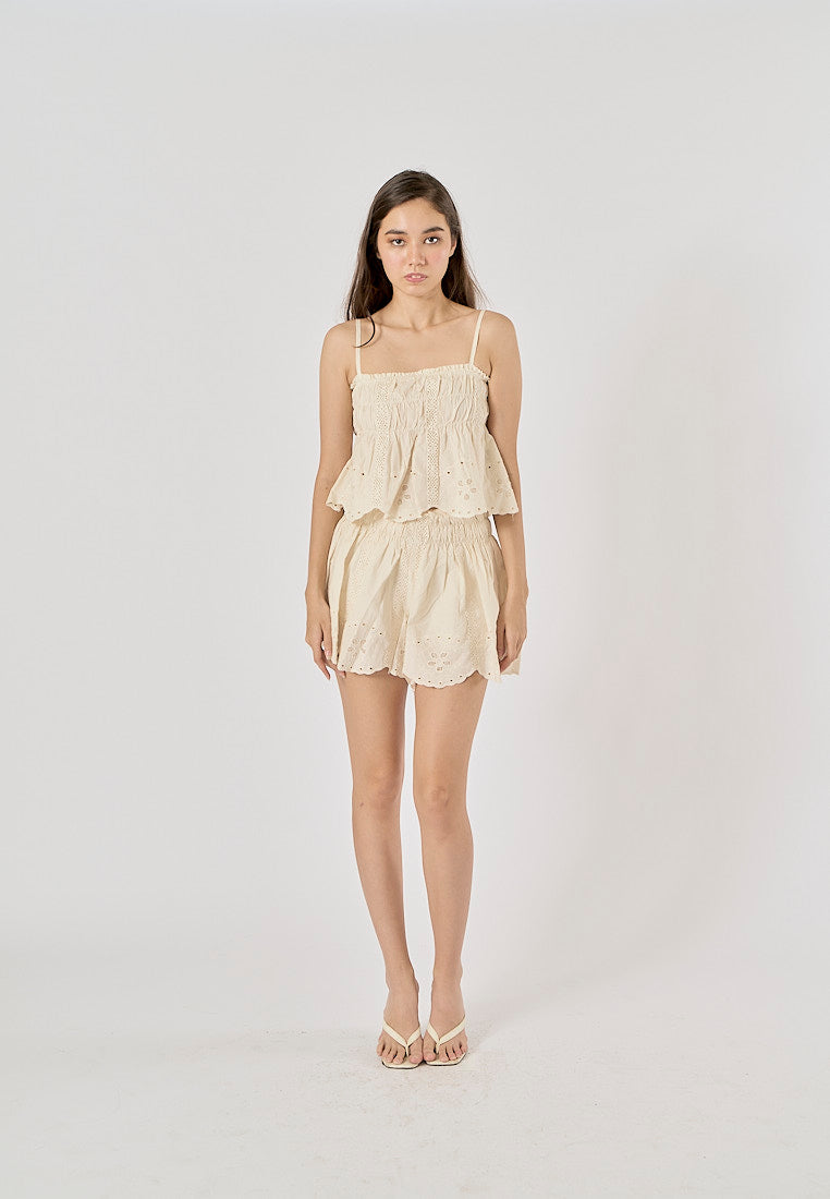 Capricorn Beige Embroidered Camisole Top