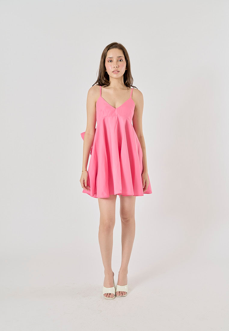 Ember Carnation Pink Bow Applique Mini Dress