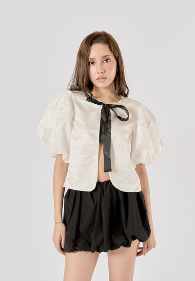 Avisa Black Elastic Waist Baloon Mini Skirt