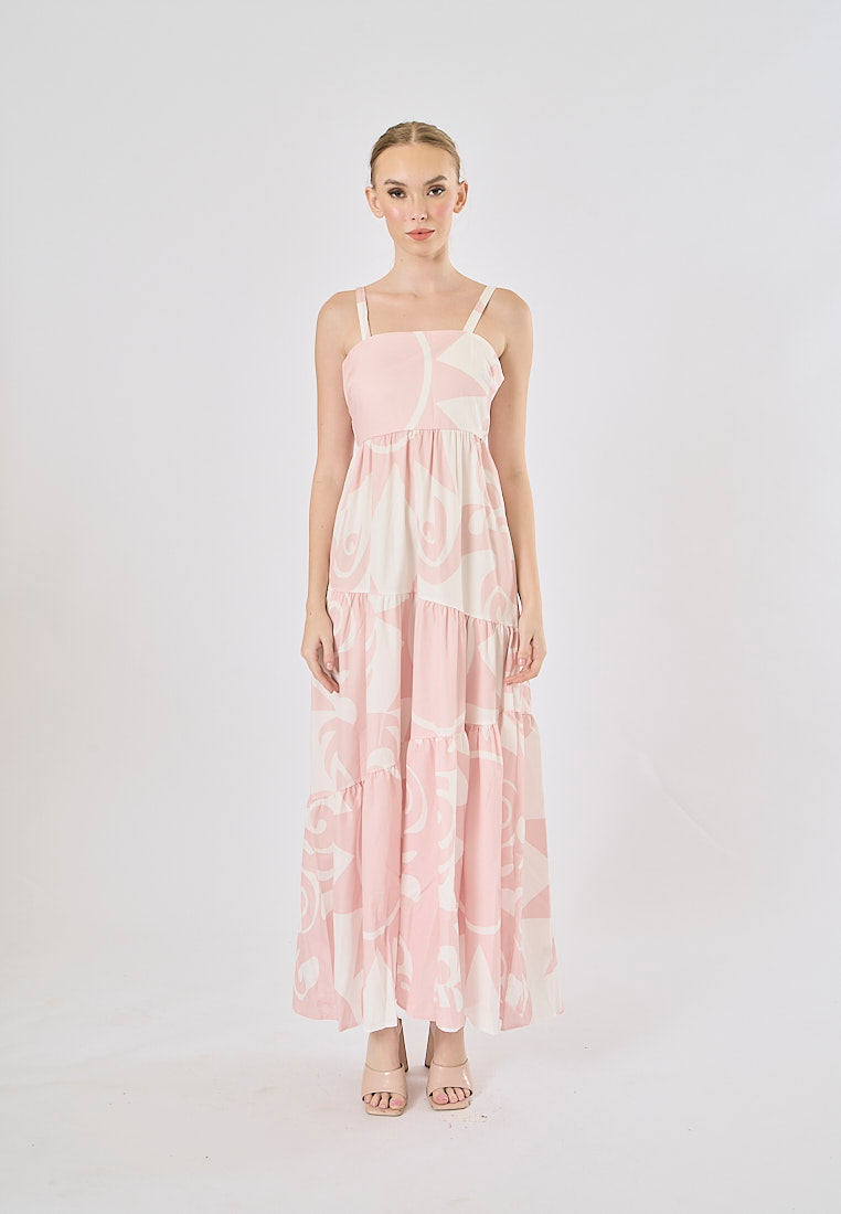 Hanse Pastel Pink Bohemian Floral Print Maxi Dress