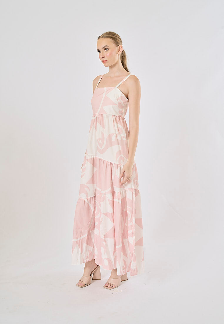 Hanse Pastel Pink Bohemian Floral Print Maxi Dress