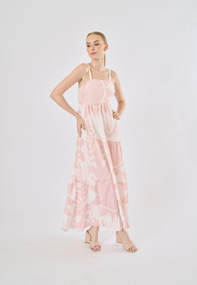 Hanse Pastel Pink Bohemian Floral Print Maxi Dress