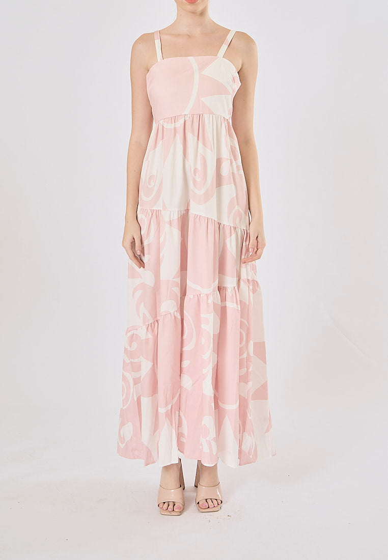 Hanse Pastel Pink Bohemian Floral Print Maxi Dress