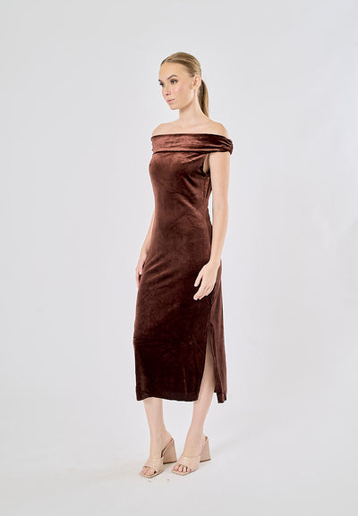 Weaver Mocca Drop Shoulder Midi Dress