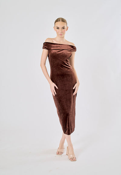 Weaver Mocca Drop Shoulder Midi Dress