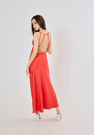 Felicity Rouge V-Neck Back Hollow Out Midi Dress