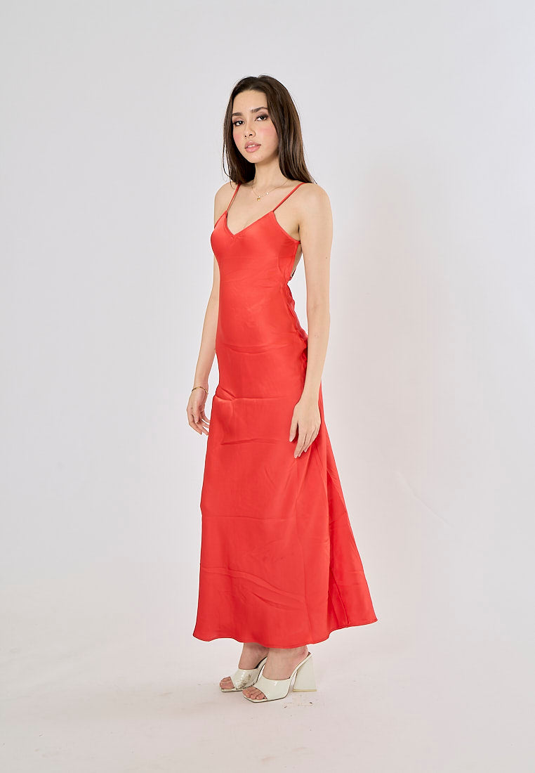 Felicity Rouge V-Neck Back Hollow Out Midi Dress