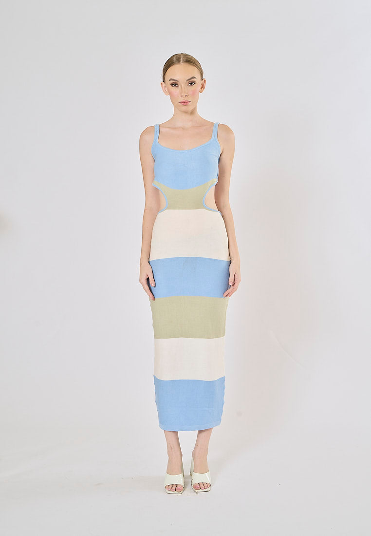 Bazzi Powder Blue Bandage Bodycon Knitted Midi Dress