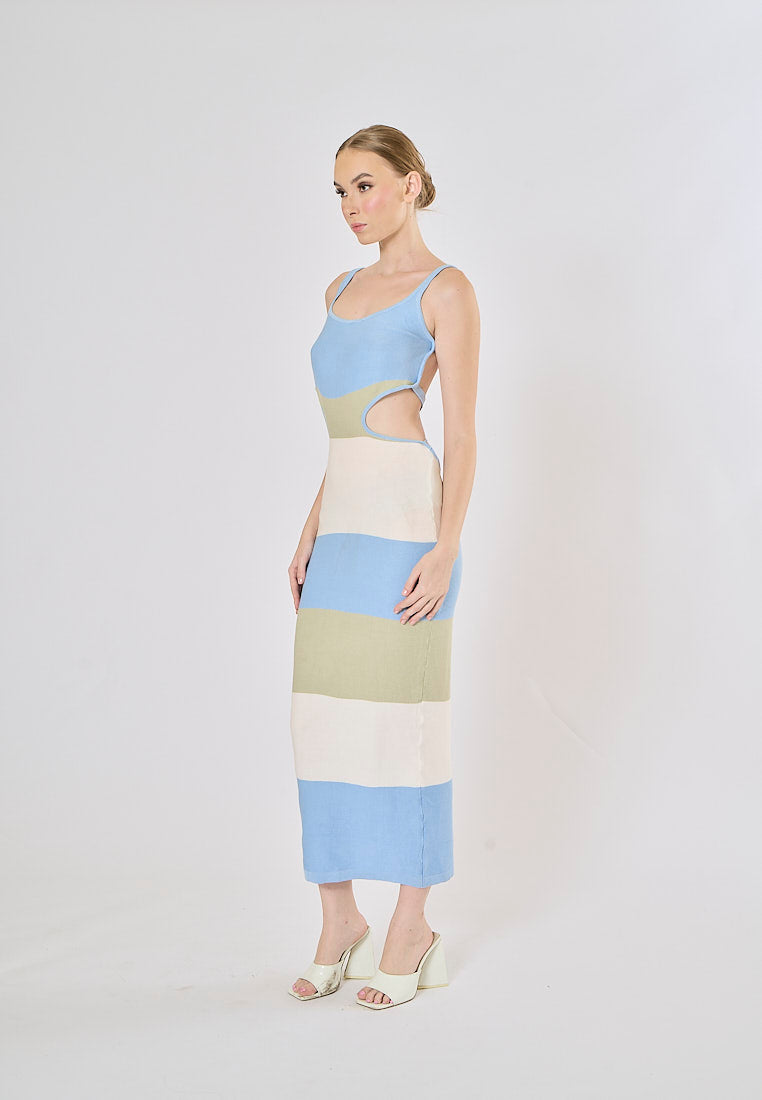 Bazzi Powder Blue Bandage Bodycon Knitted Midi Dress