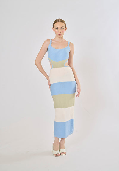 Bazzi Powder Blue Bandage Bodycon Knitted Midi Dress