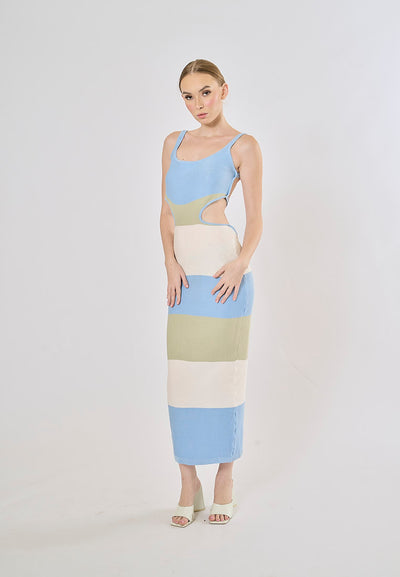 Bazzi Powder Blue Bandage Bodycon Knitted Midi Dress