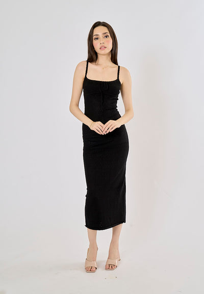 Orleans Black Hollow Knitted Bodycon Maxi Dress