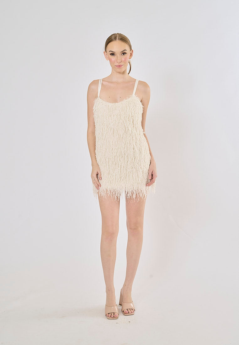 Erin White Tassel Sleeveless Mini Dress