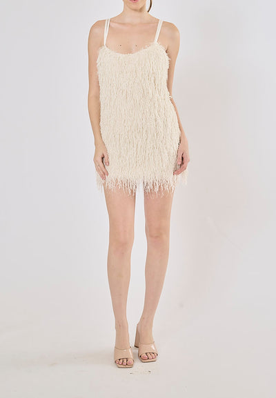 Erin White Tassel Sleeveless Mini Dress