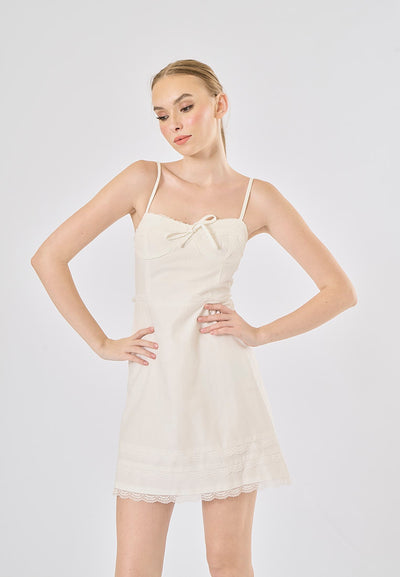 Malouri White Front Lace Up Mini Dress