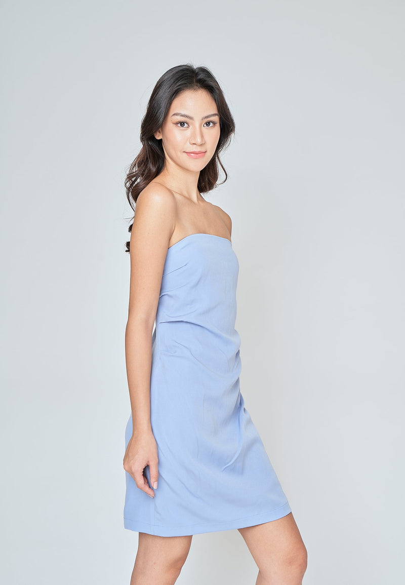 Breena Blue Side Ruch Tube Mini Dress