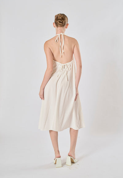 Xoliven White Halter Neckline Tent Midi Dress