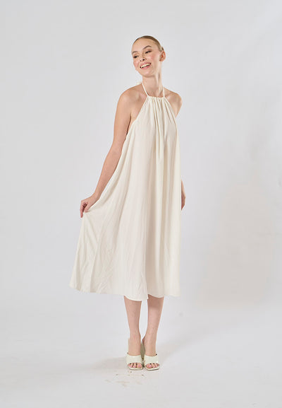 Xoliven White Halter Neckline Tent Midi Dress