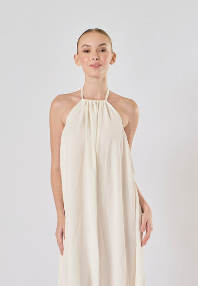 Xoliven White Halter Neckline Tent Midi Dress