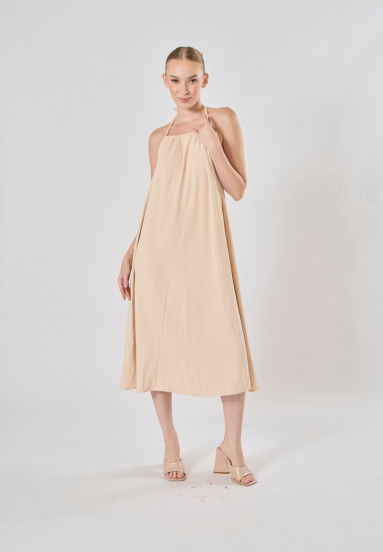 Xoliven Blush Pink with Halter Neckline Maxi Tent Dress