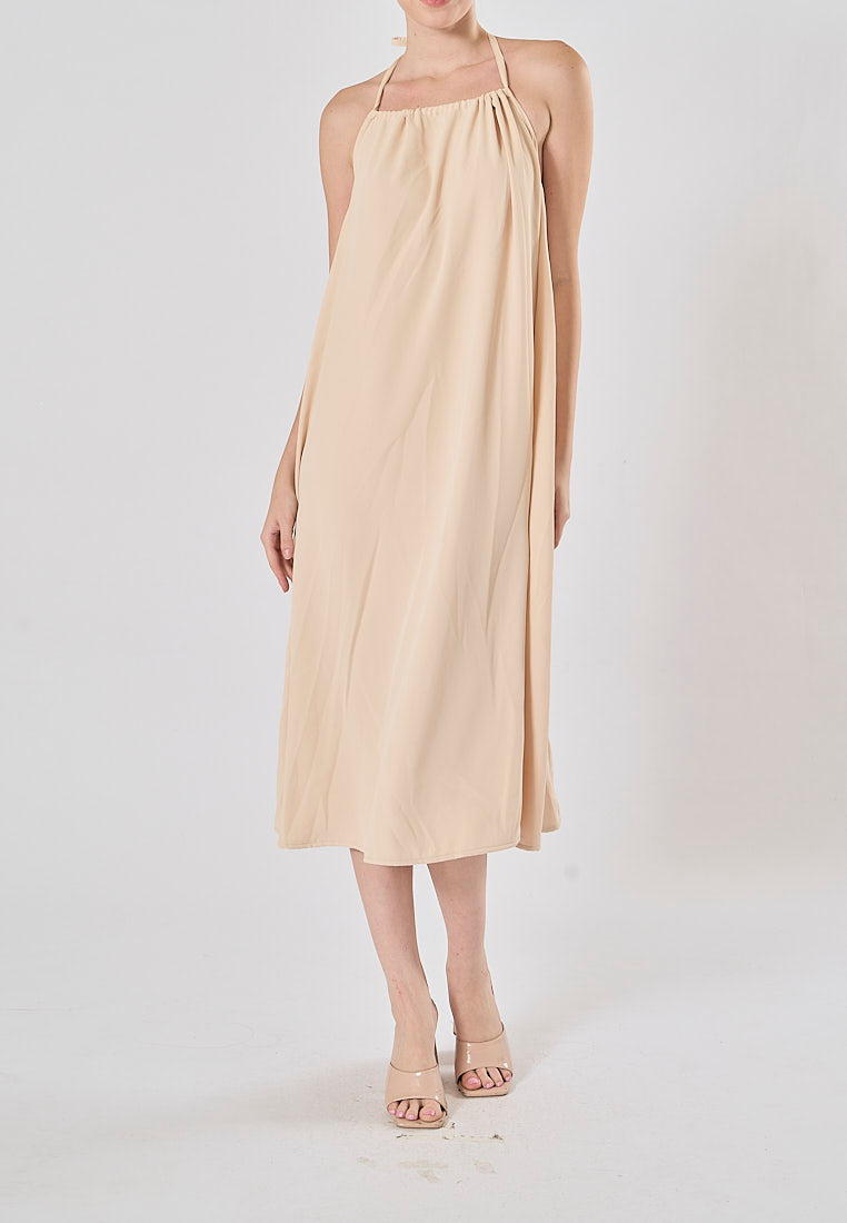 Xoliven Blush Pink with Halter Neckline Maxi Tent Dress