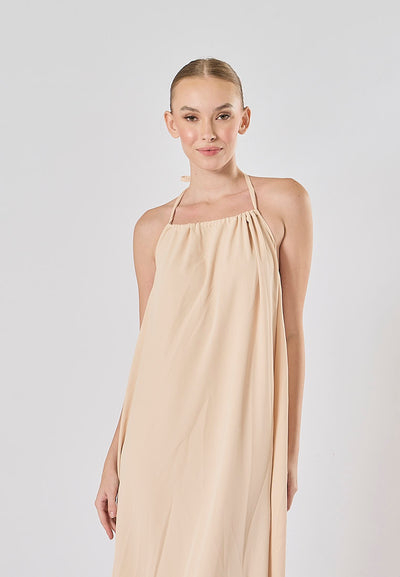 Xoliven Blush Pink with Halter Neckline Maxi Tent Dress