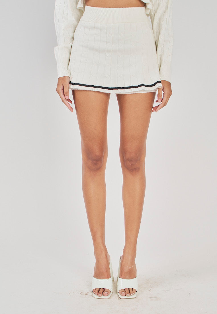 Kellen White with Black Line Knitted Mini Skort