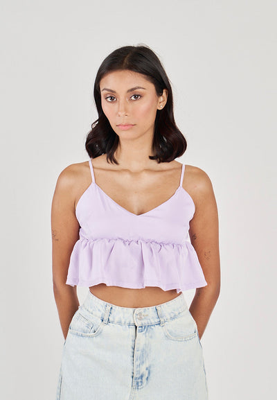 Iwa Purple V Neck Smock Back Sleeveless Top