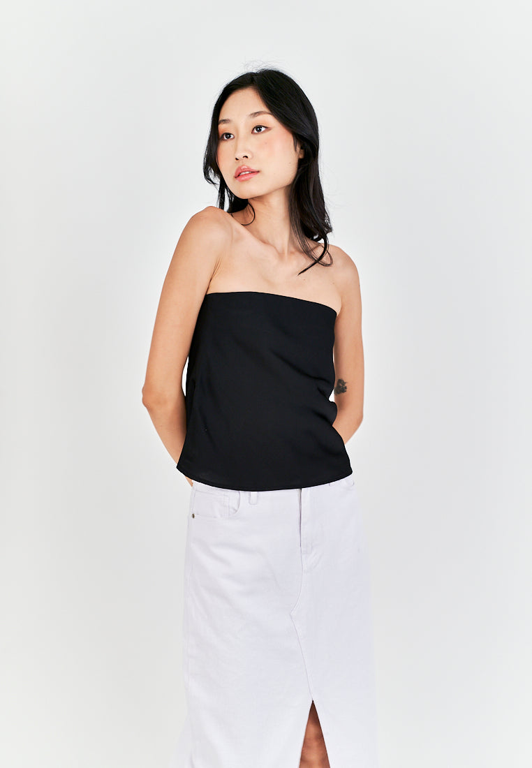 Anavel Black Classic Side Zipper Tube Top