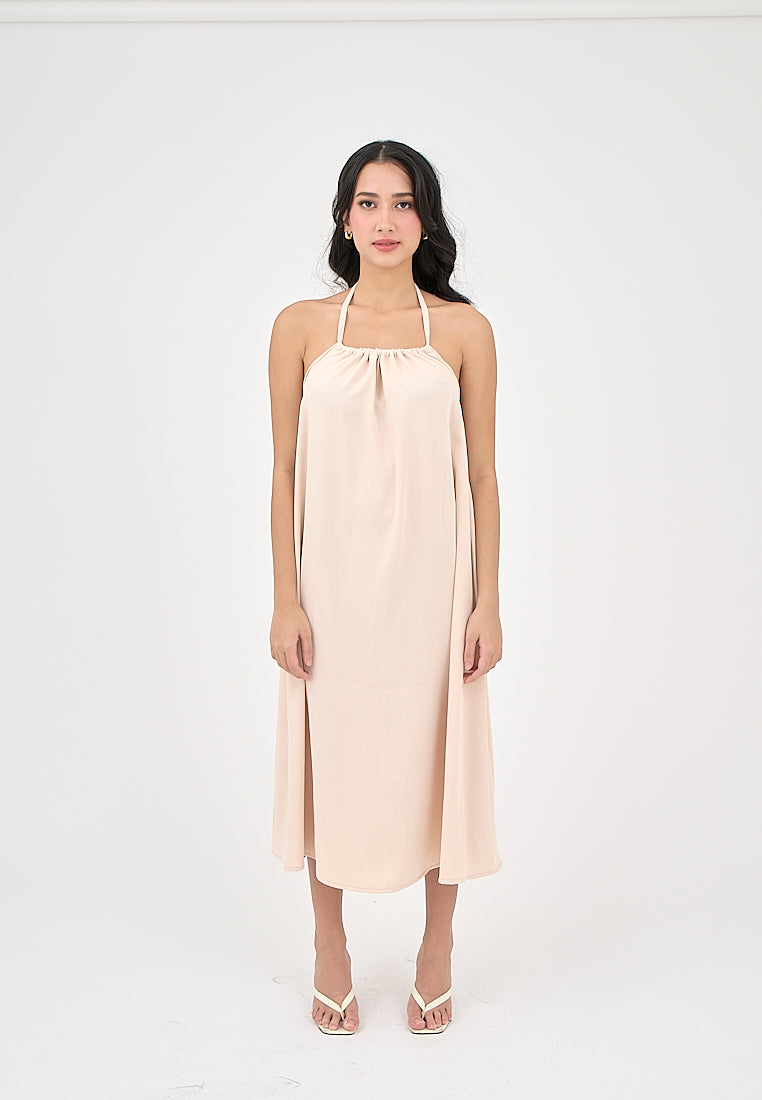 Xoliven Blush Pink with Halter Neckline Maxi Tent Dress