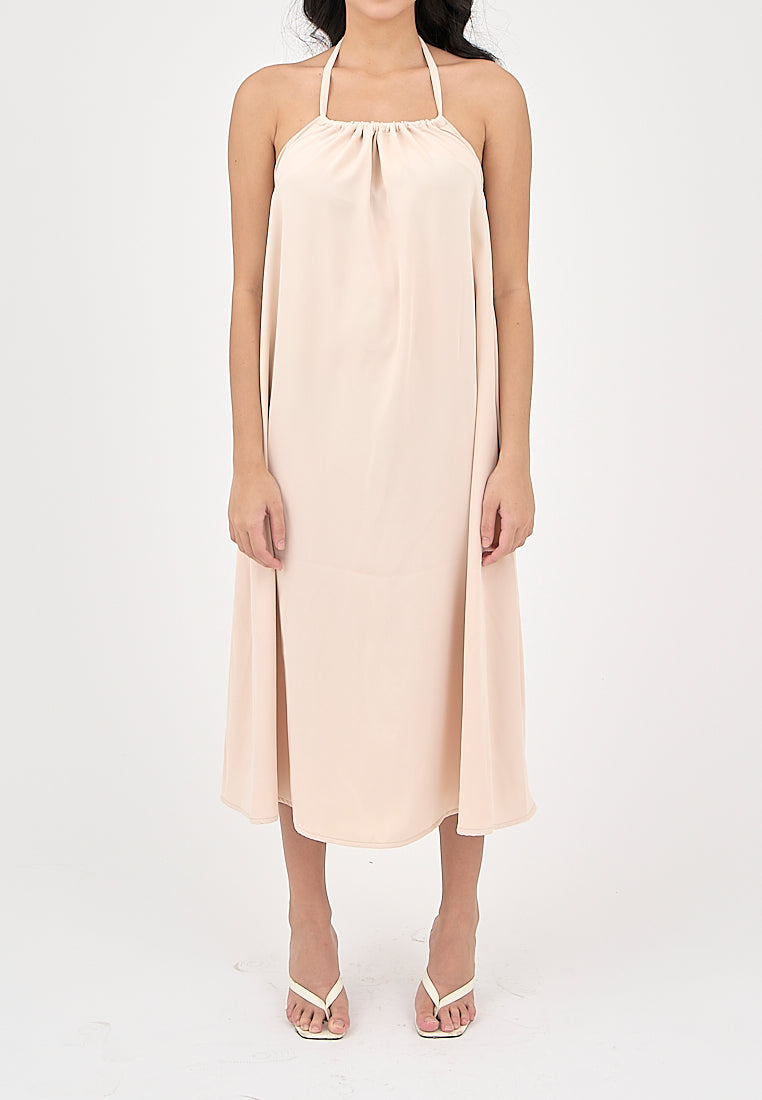 Xoliven Blush Pink with Halter Neckline Maxi Tent Dress