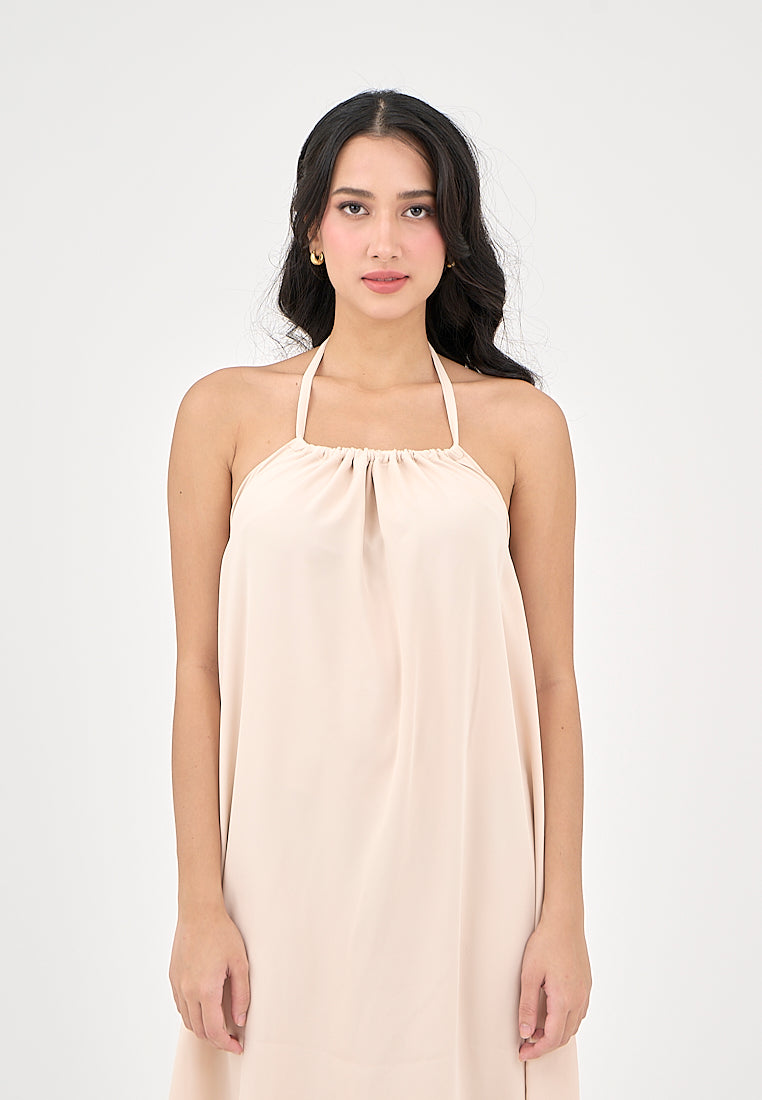 Xoliven Blush Pink with Halter Neckline Maxi Tent Dress