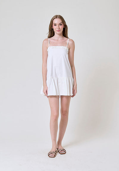 Asteria White Ruffles Mini Dress