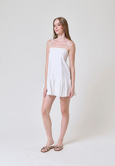 Asteria White Ruffles Mini Dress