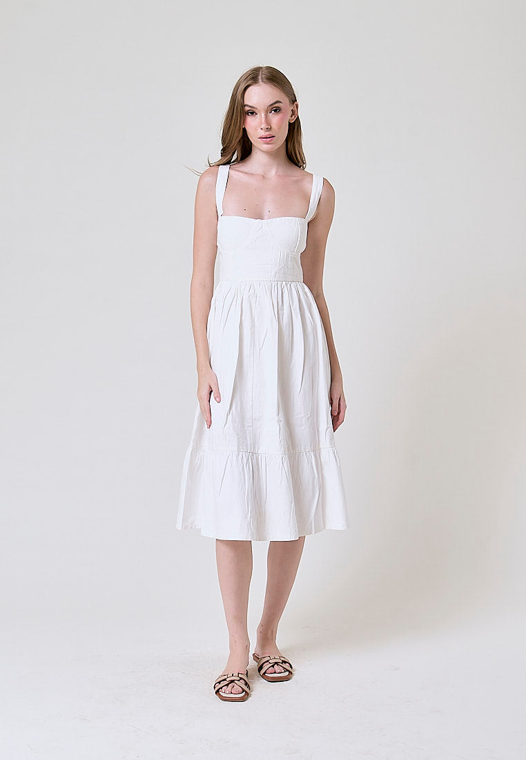 Nadeline White Bustier Mermaid Midi Dress