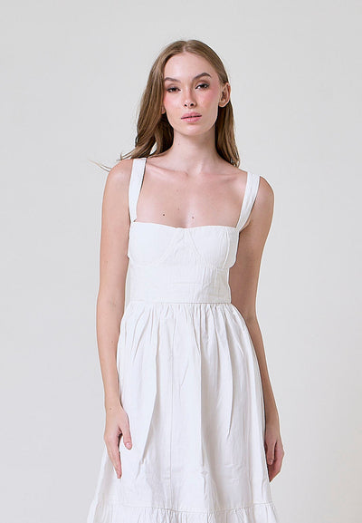 Nadeline White Bustier Mermaid Midi Dress