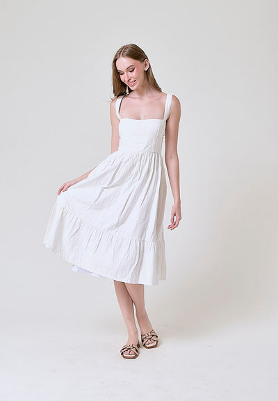 Nadeline White Bustier Mermaid Midi Dress