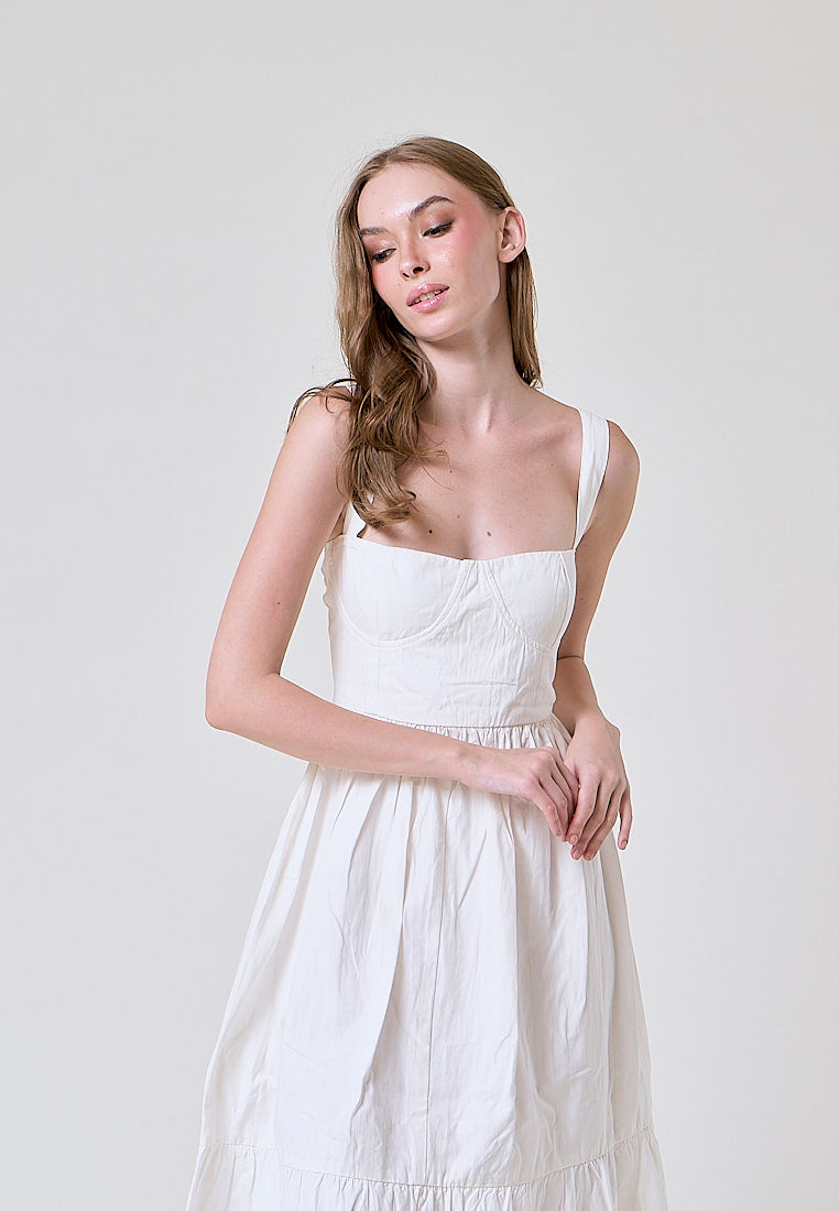 Nadeline White Bustier Mermaid Midi Dress