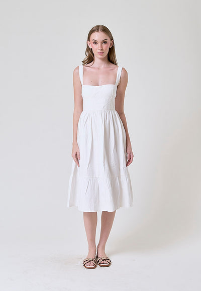 Nadeline White Bustier Mermaid Midi Dress