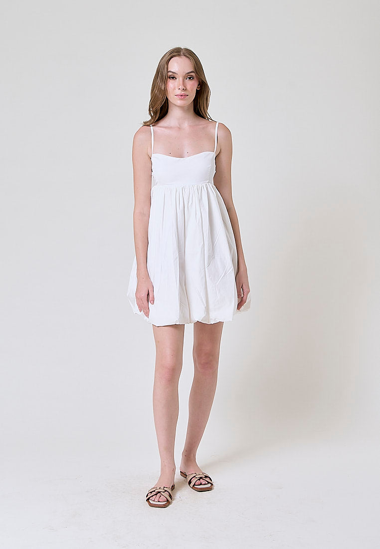 Shamsi White Babydoll Mini Dress