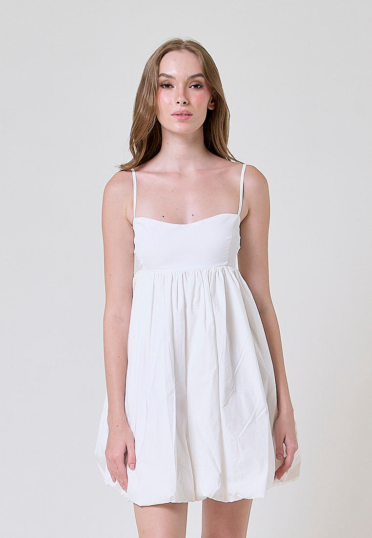 Shamsi White Babydoll Mini Dress