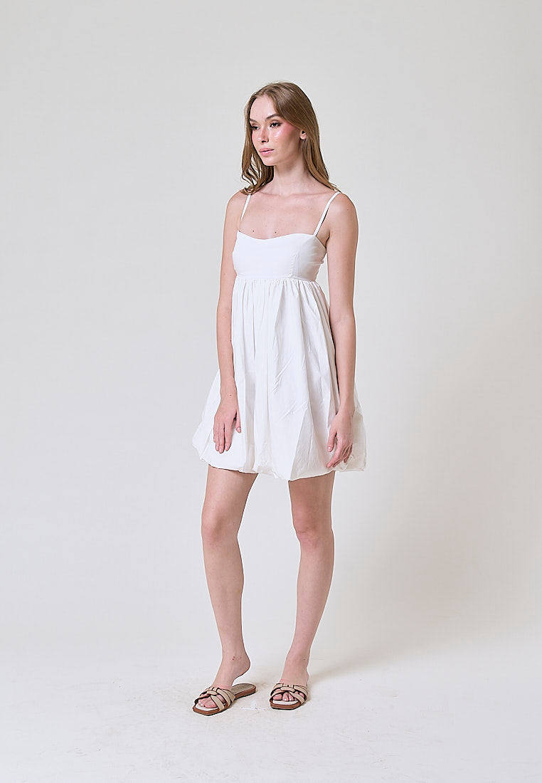 Shamsi White Babydoll Mini Dress