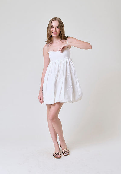 Shamsi White Babydoll Mini Dress