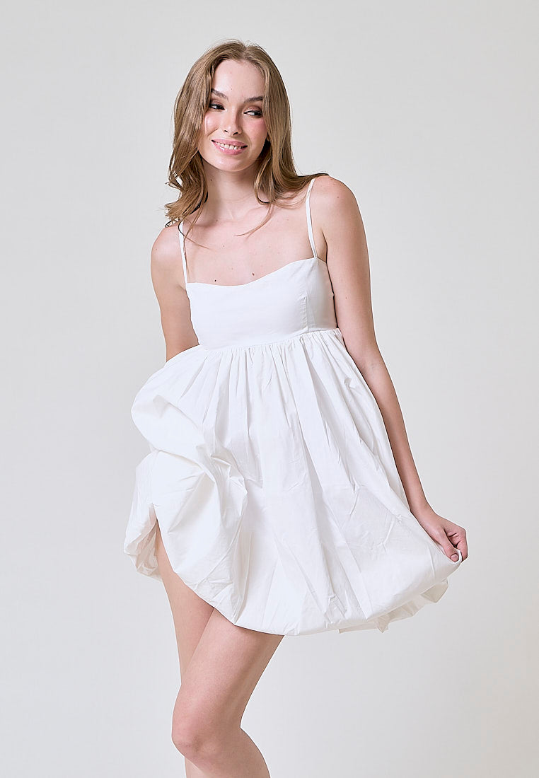 Shamsi White Babydoll Mini Dress