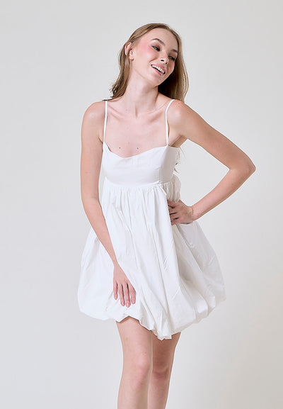 Shamsi White Babydoll Mini Dress