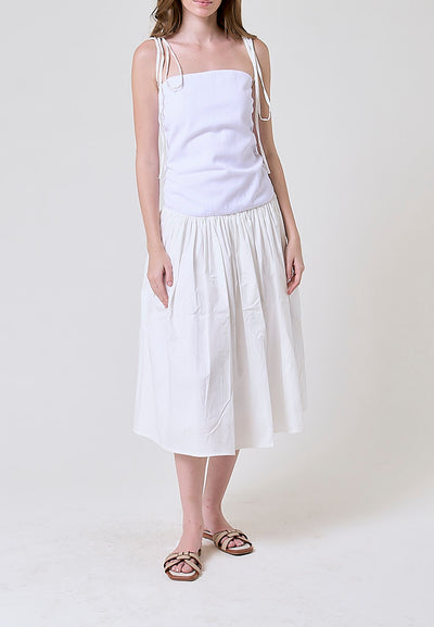 Mariella White Self Tie Midi Dress